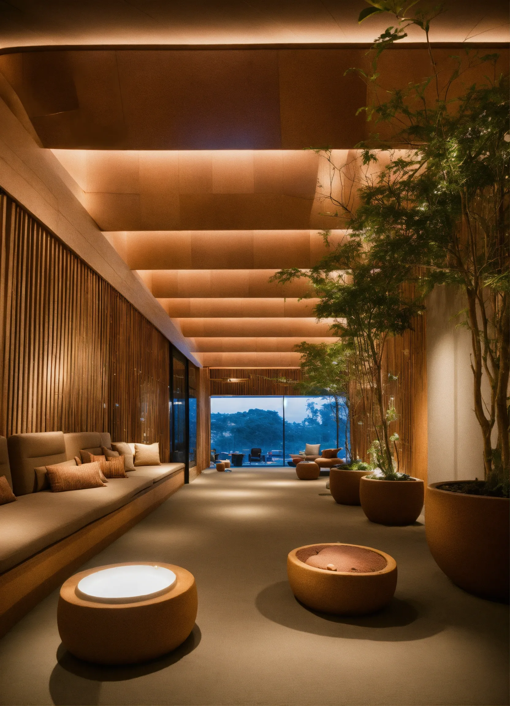 Hotellobby mit grüner Wand