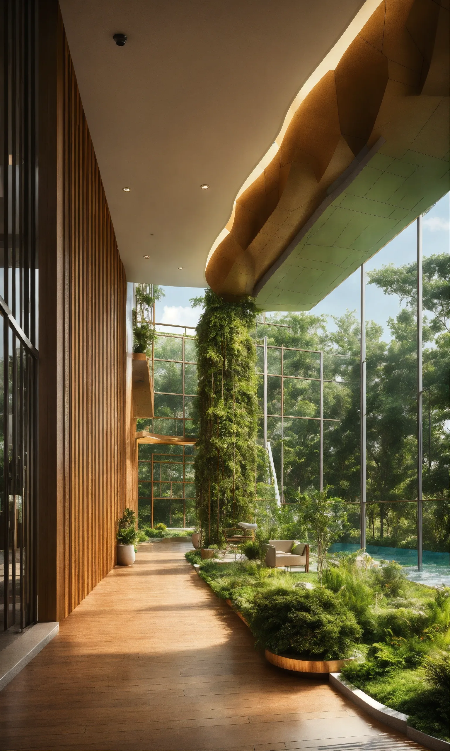 Yogastudio mit grüner Wand